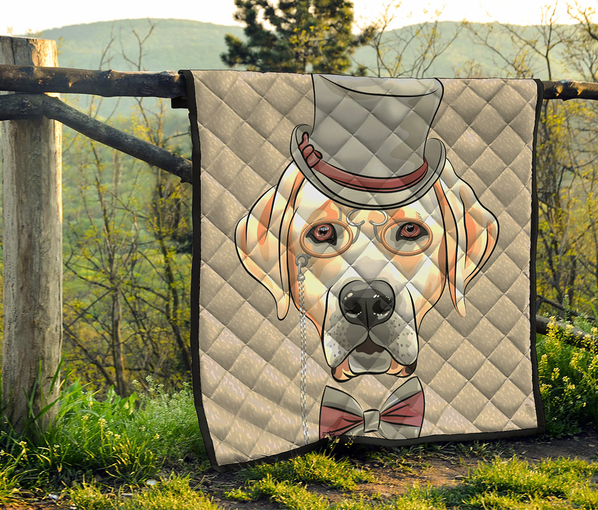 Hipster Labrador Retriever Print Quilt