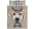 Hipster Labrador Retriever Print Quilt Bed Set