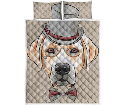 Hipster Labrador Retriever Print Quilt Bed Set