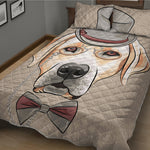 Hipster Labrador Retriever Print Quilt Bed Set