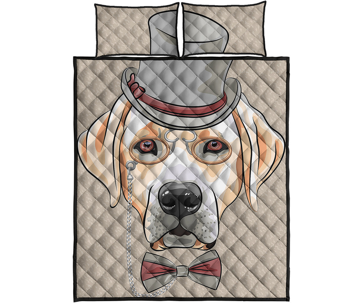 Hipster Labrador Retriever Print Quilt Bed Set