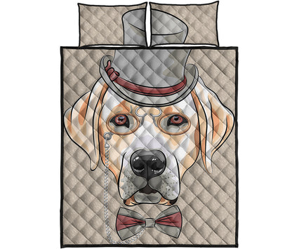Hipster Labrador Retriever Print Quilt Bed Set