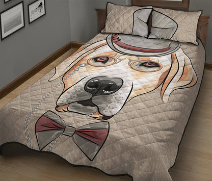 Hipster Labrador Retriever Print Quilt Bed Set