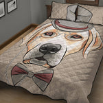 Hipster Labrador Retriever Print Quilt Bed Set