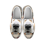 Hipster Labrador Retriever Print White Slip On Shoes