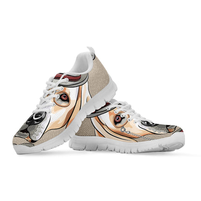 Hipster Labrador Retriever Print White Sneakers