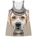 Hipster Labrador Retriever Print Women's Racerback Tank Top