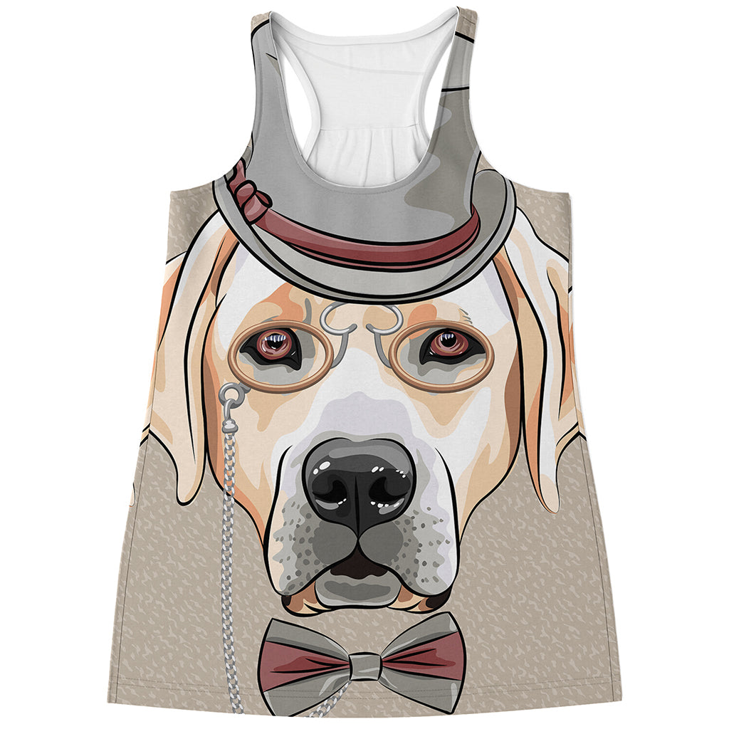 Hipster Labrador Retriever Print Women's Racerback Tank Top