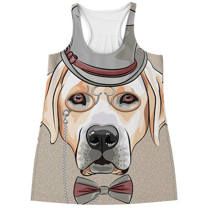 Hipster Labrador Retriever Print Women's Racerback Tank Top