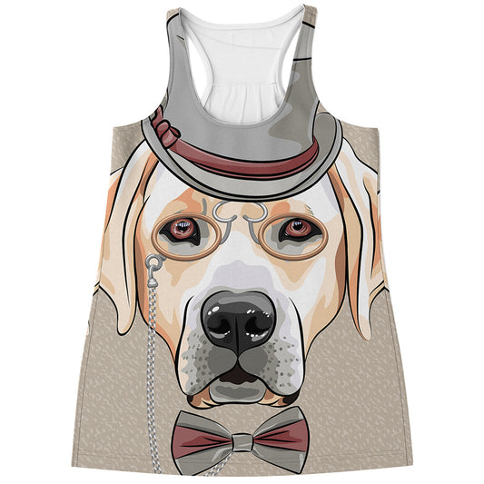 Hipster Labrador Retriever Print Women's Racerback Tank Top