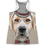 Hipster Labrador Retriever Print Women's Racerback Tank Top