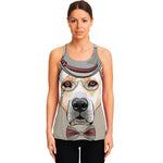 Hipster Labrador Retriever Print Women's Racerback Tank Top