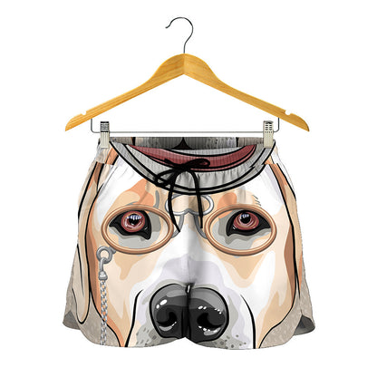 Hipster Labrador Retriever Print Women's Shorts