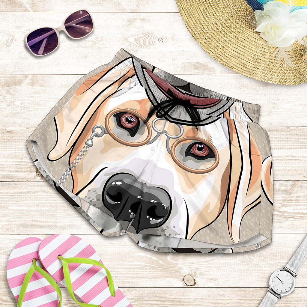 Hipster Labrador Retriever Print Women's Shorts