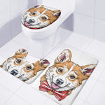 Hipster Pembroke Welsh Corgi Print 3 Piece Bath Mat Set
