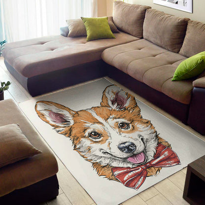 Hipster Pembroke Welsh Corgi Print Area Rug