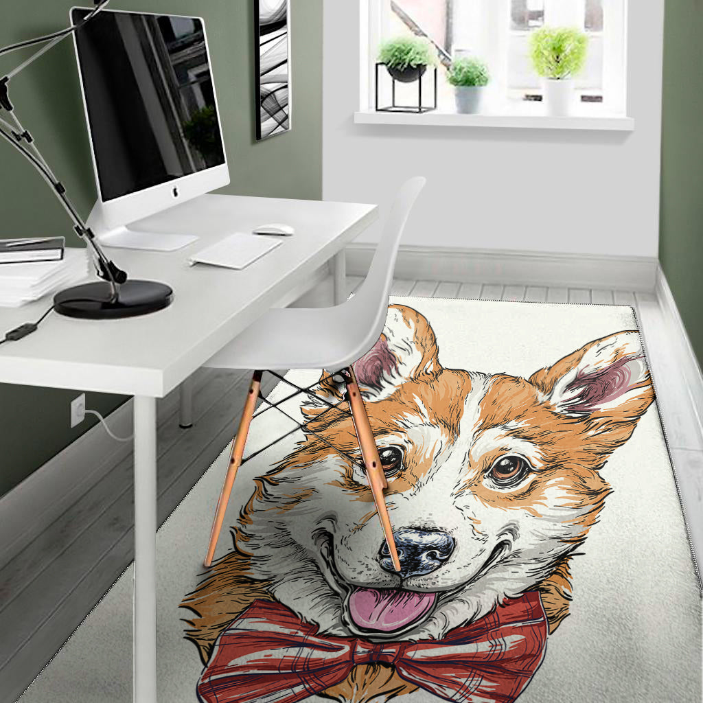 Hipster Pembroke Welsh Corgi Print Area Rug