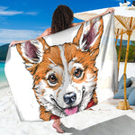 Hipster Pembroke Welsh Corgi Print Beach Sarong Wrap