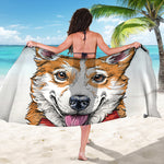 Hipster Pembroke Welsh Corgi Print Beach Sarong Wrap