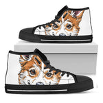 Hipster Pembroke Welsh Corgi Print Black High Top Shoes
