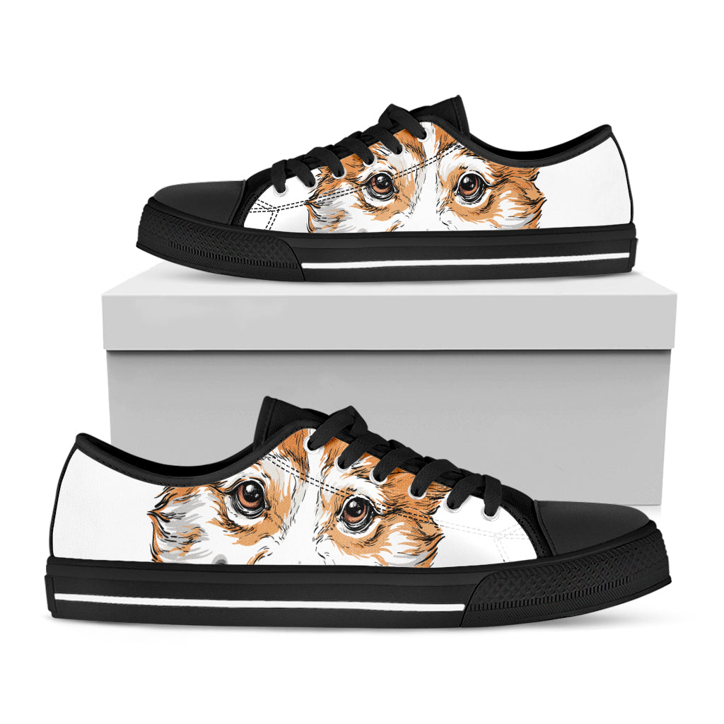 Hipster Pembroke Welsh Corgi Print Black Low Top Shoes 