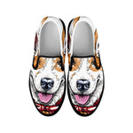 Hipster Pembroke Welsh Corgi Print Black Slip On Shoes