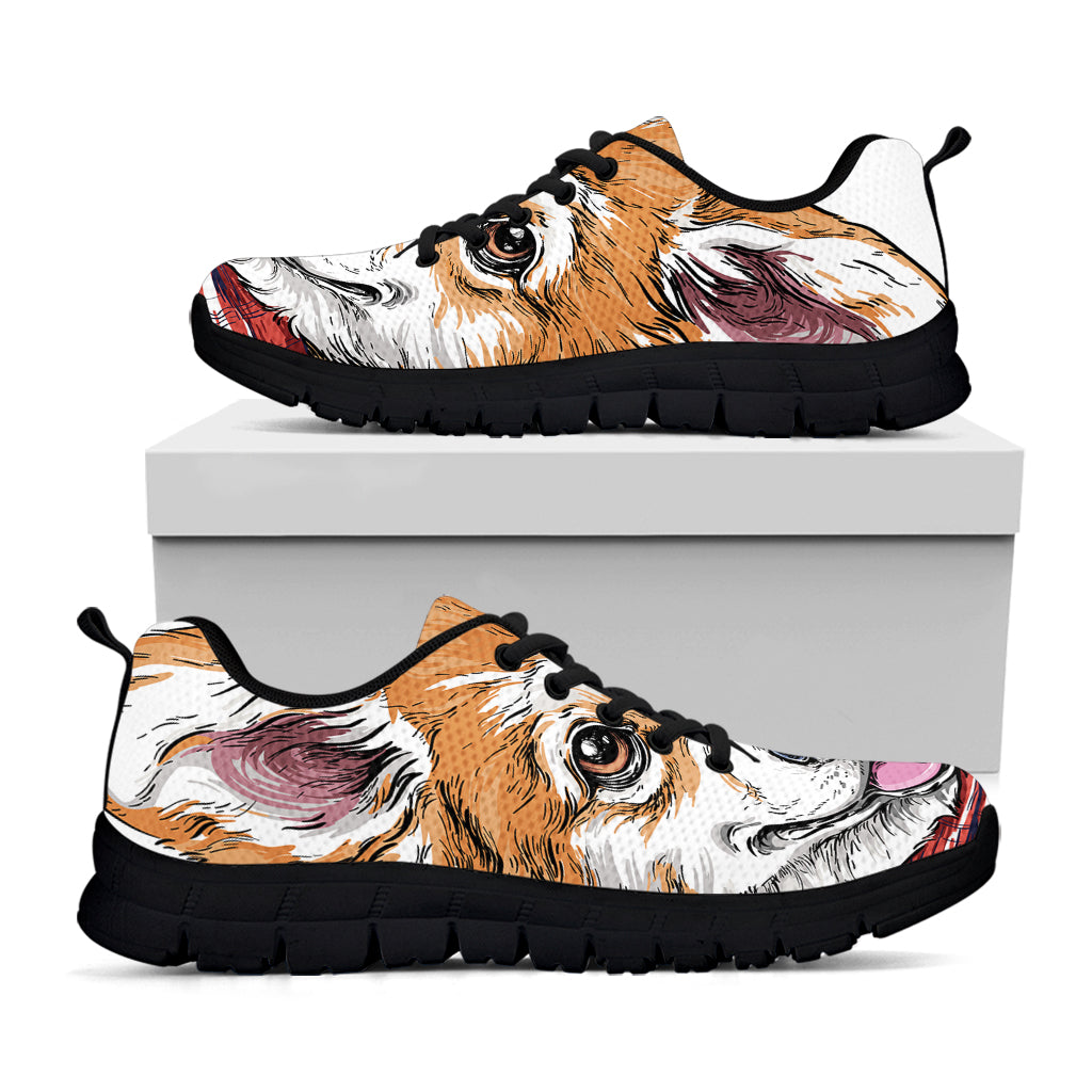 Hipster Pembroke Welsh Corgi Print Black Sneakers
