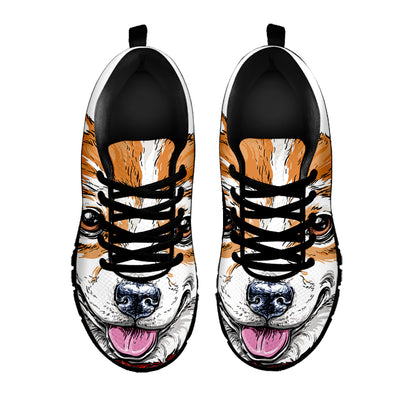 Hipster Pembroke Welsh Corgi Print Black Sneakers