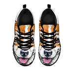 Hipster Pembroke Welsh Corgi Print Black Sneakers
