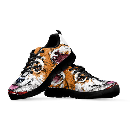 Hipster Pembroke Welsh Corgi Print Black Sneakers