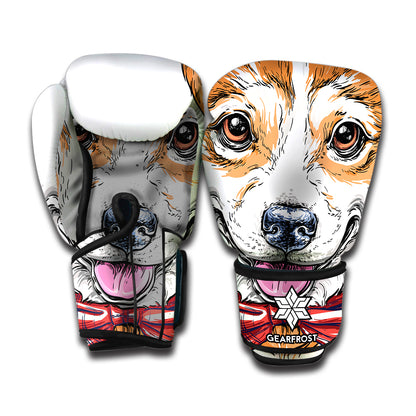 Hipster Pembroke Welsh Corgi Print Boxing Gloves