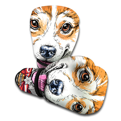 Hipster Pembroke Welsh Corgi Print Boxing Gloves