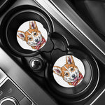 Hipster Pembroke Welsh Corgi Print Car Coasters
