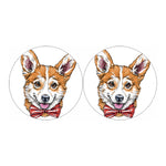 Hipster Pembroke Welsh Corgi Print Car Coasters