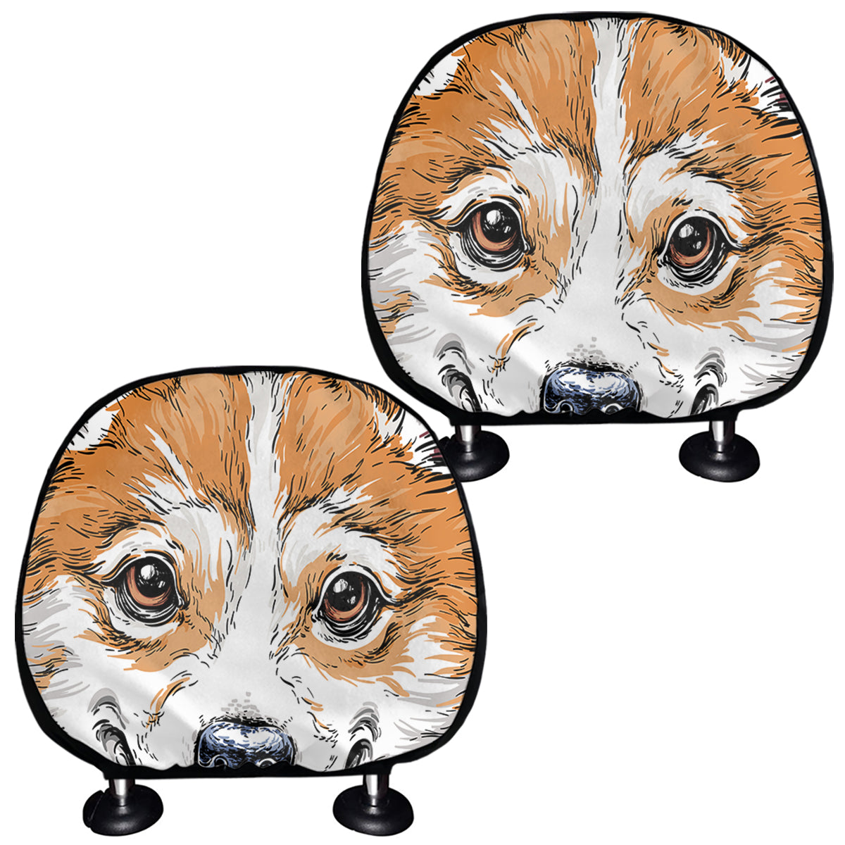 Hipster Pembroke Welsh Corgi Print Car Headrest Covers