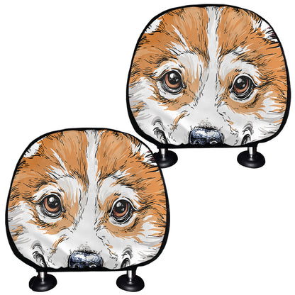 Hipster Pembroke Welsh Corgi Print Car Headrest Covers