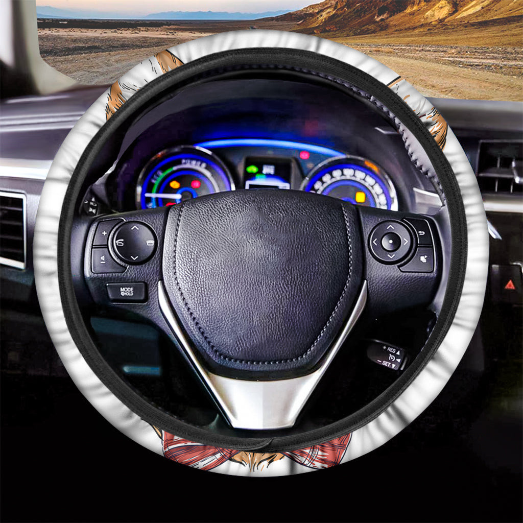 Hipster Pembroke Welsh Corgi Print Car Steering Wheel Cover