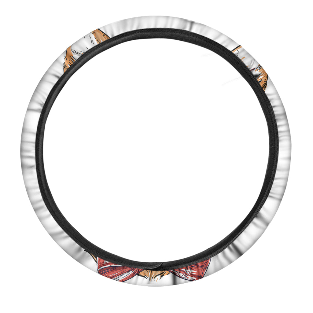 Hipster Pembroke Welsh Corgi Print Car Steering Wheel Cover