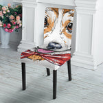 Hipster Pembroke Welsh Corgi Print Dining Chair Slipcover