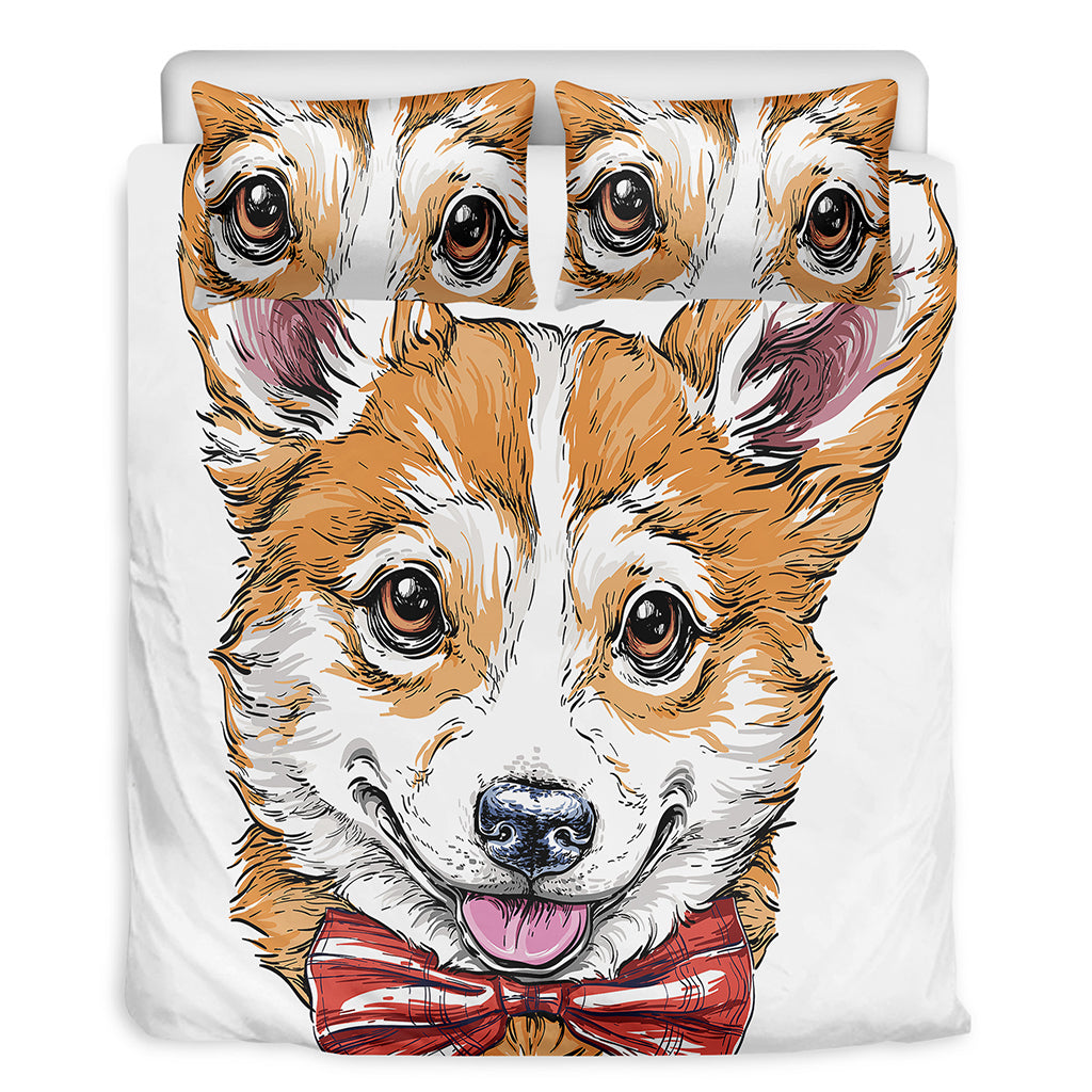 Hipster Pembroke Welsh Corgi Print Duvet Cover Bedding Set