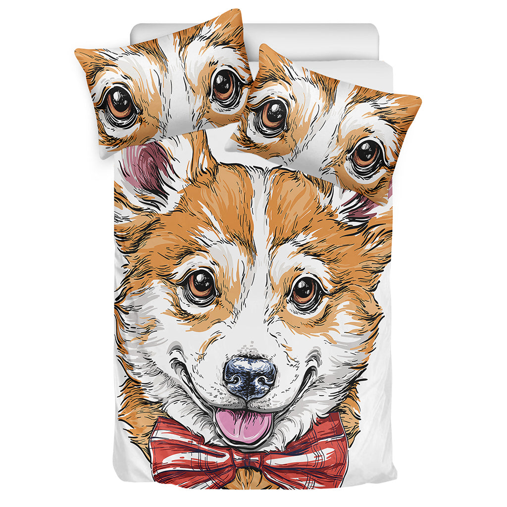Hipster Pembroke Welsh Corgi Print Duvet Cover Bedding Set