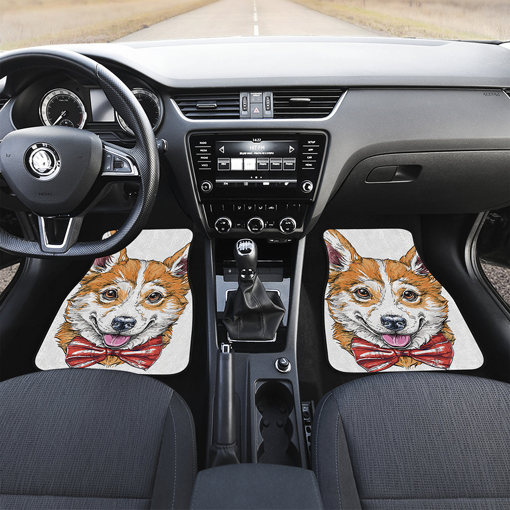 Hipster Pembroke Welsh Corgi Print Front and Back Car Floor Mats