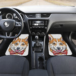 Hipster Pembroke Welsh Corgi Print Front and Back Car Floor Mats