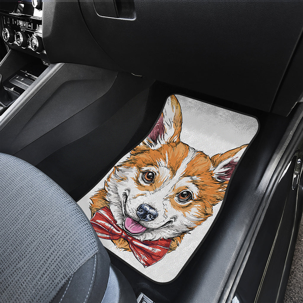 Hipster Pembroke Welsh Corgi Print Front and Back Car Floor Mats