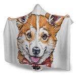 Hipster Pembroke Welsh Corgi Print Hooded Blanket