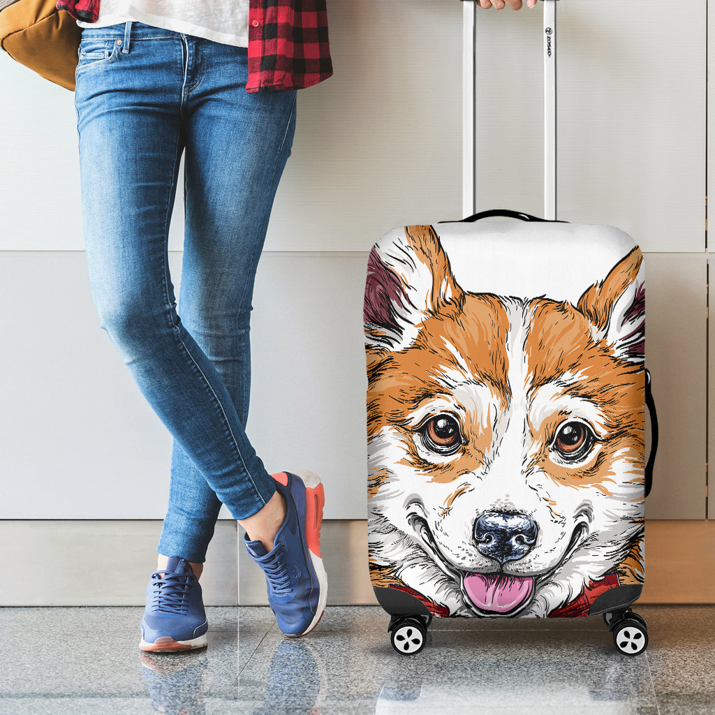 Hipster Pembroke Welsh Corgi Print Luggage Cover