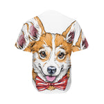 Hipster Pembroke Welsh Corgi Print Men's Baseball Jersey