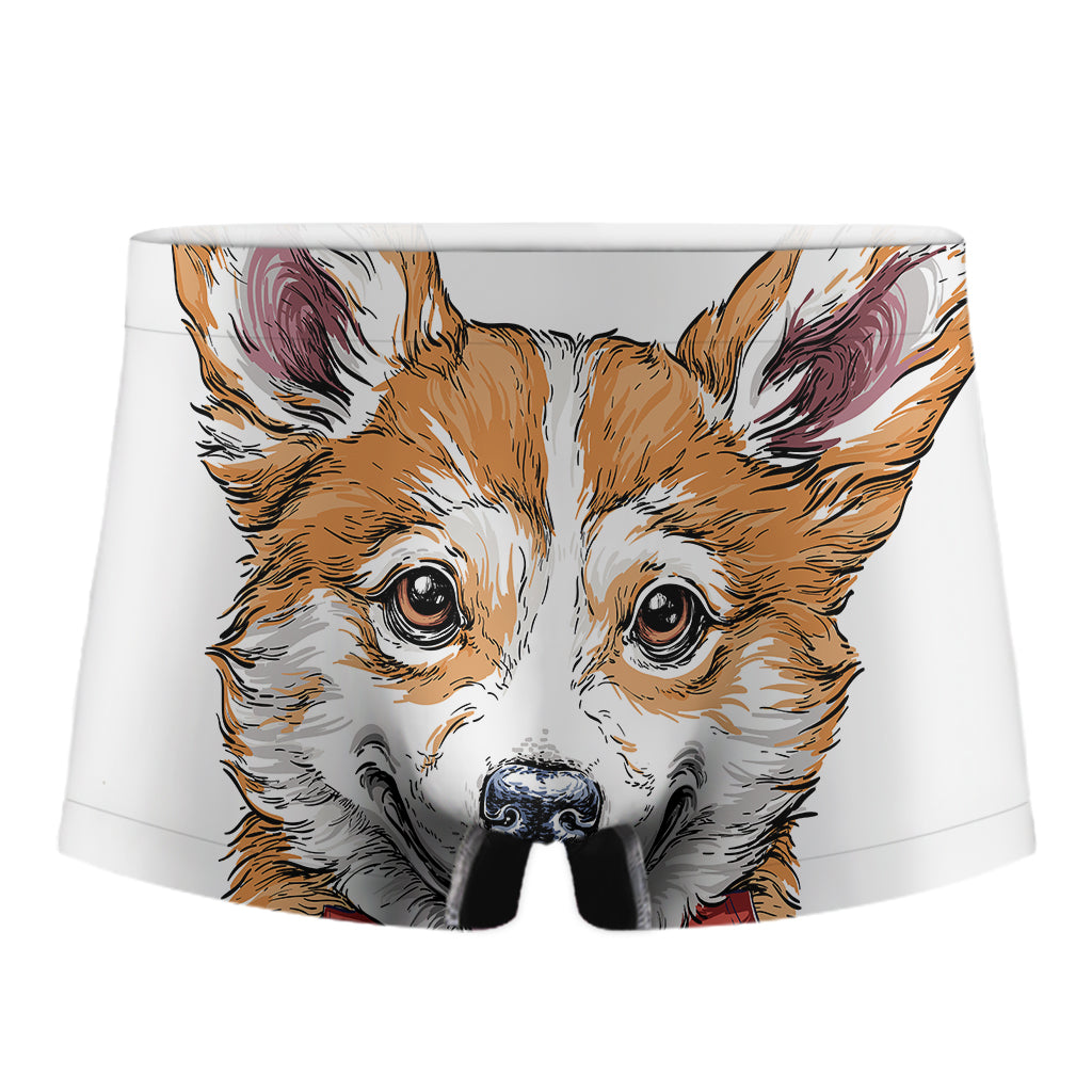 Hipster Pembroke Welsh Corgi Print Men's Boxer Briefs