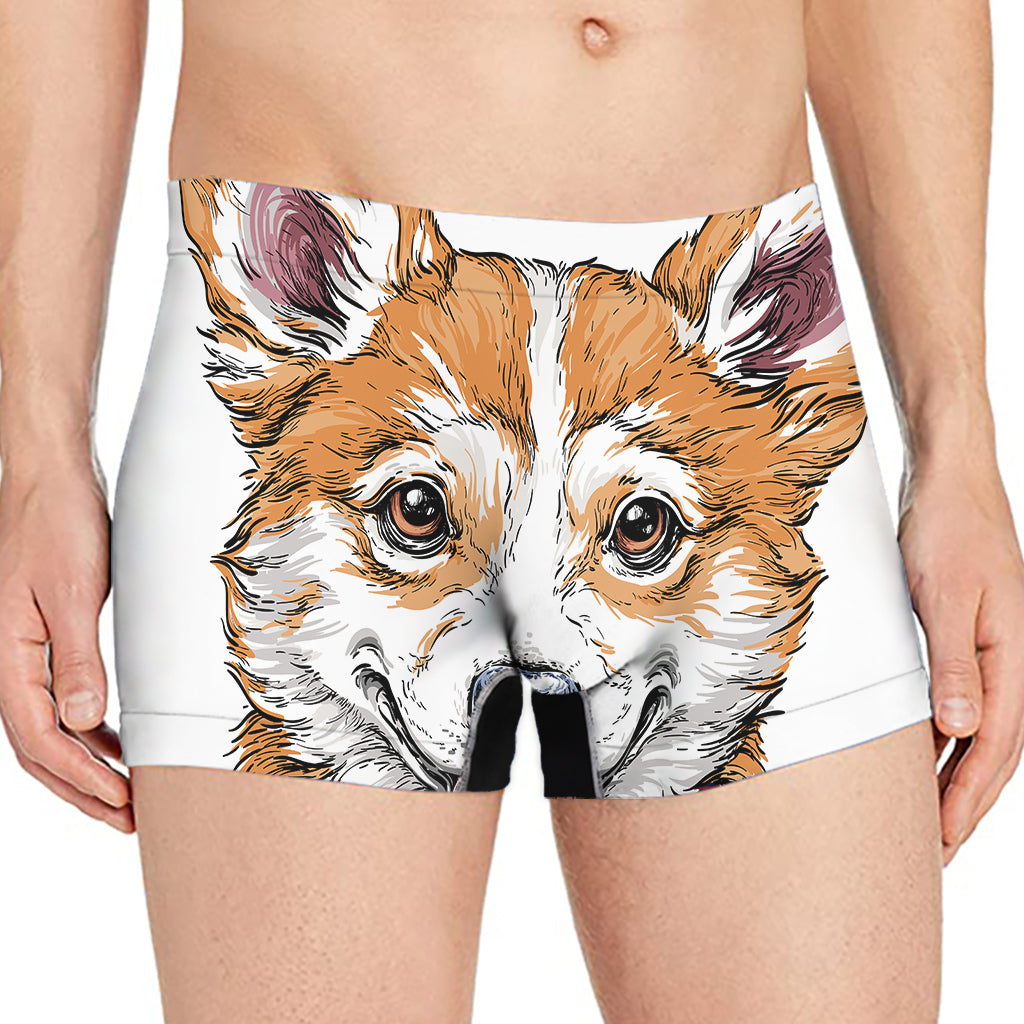 Hipster Pembroke Welsh Corgi Print Men's Boxer Briefs