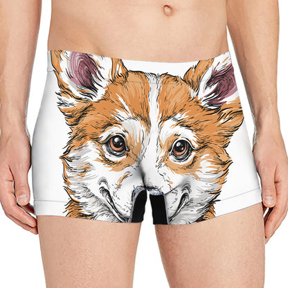 Hipster Pembroke Welsh Corgi Print Men's Boxer Briefs